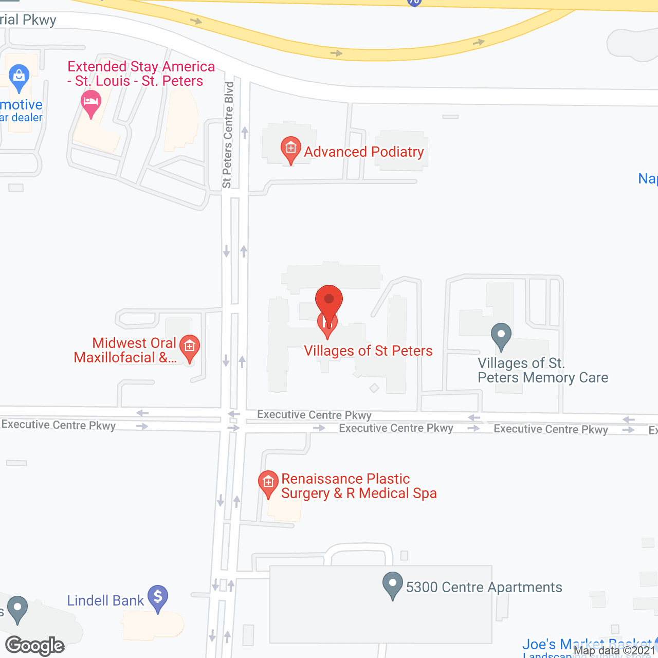 Map of the neighborhood around The Villages of St. Peters