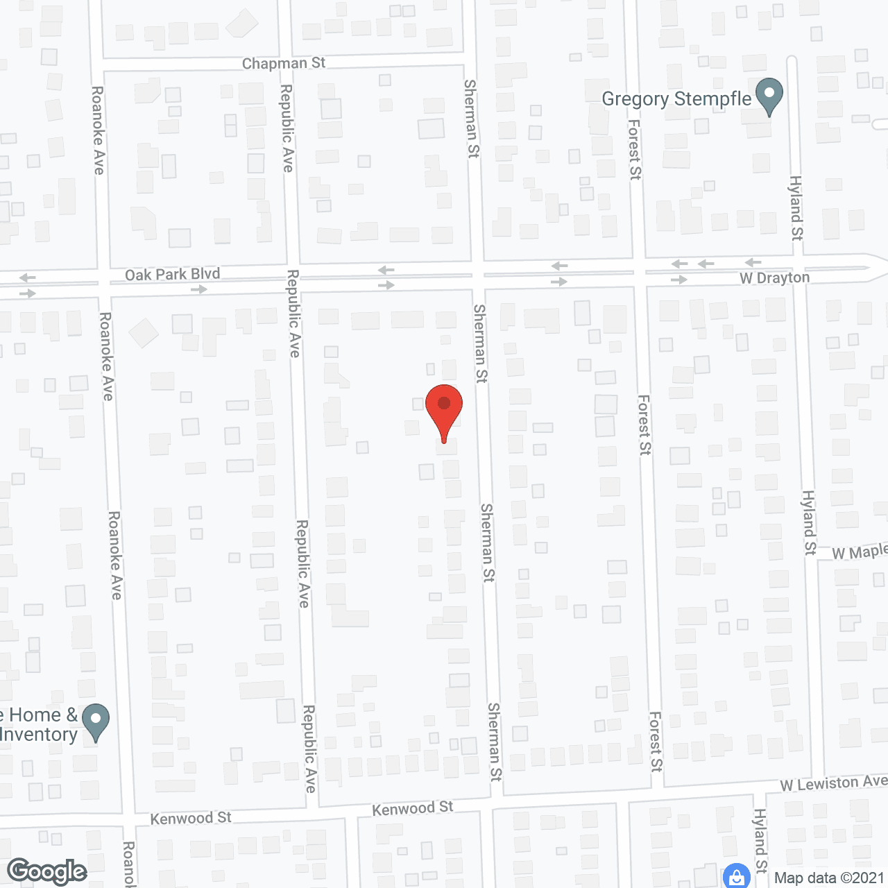 Map of the neighborhood around Sherman AFCH