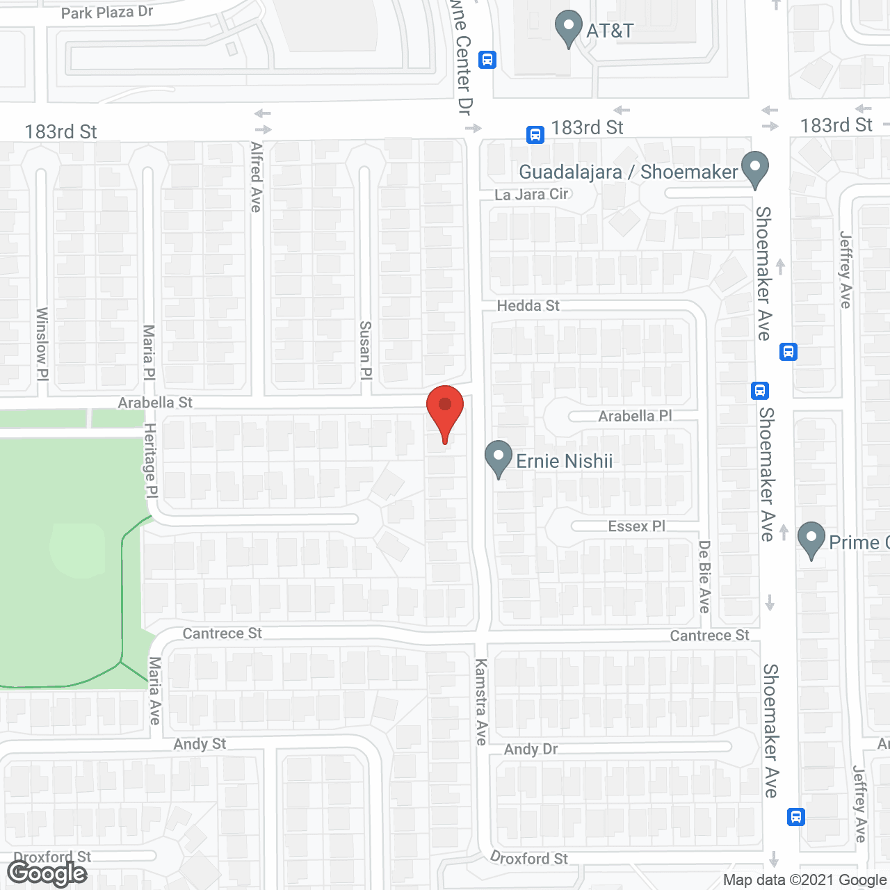Map of the neighborhood around Cerritos Assisted Living