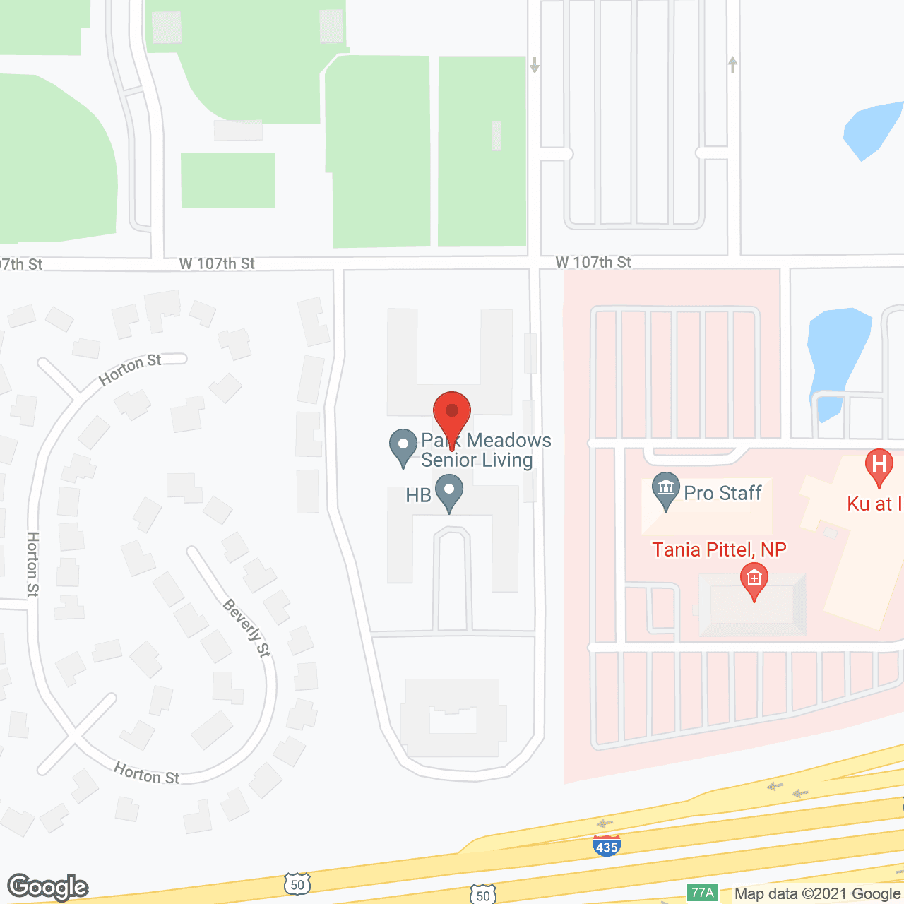Map of the neighborhood around Park Meadows Senior Living