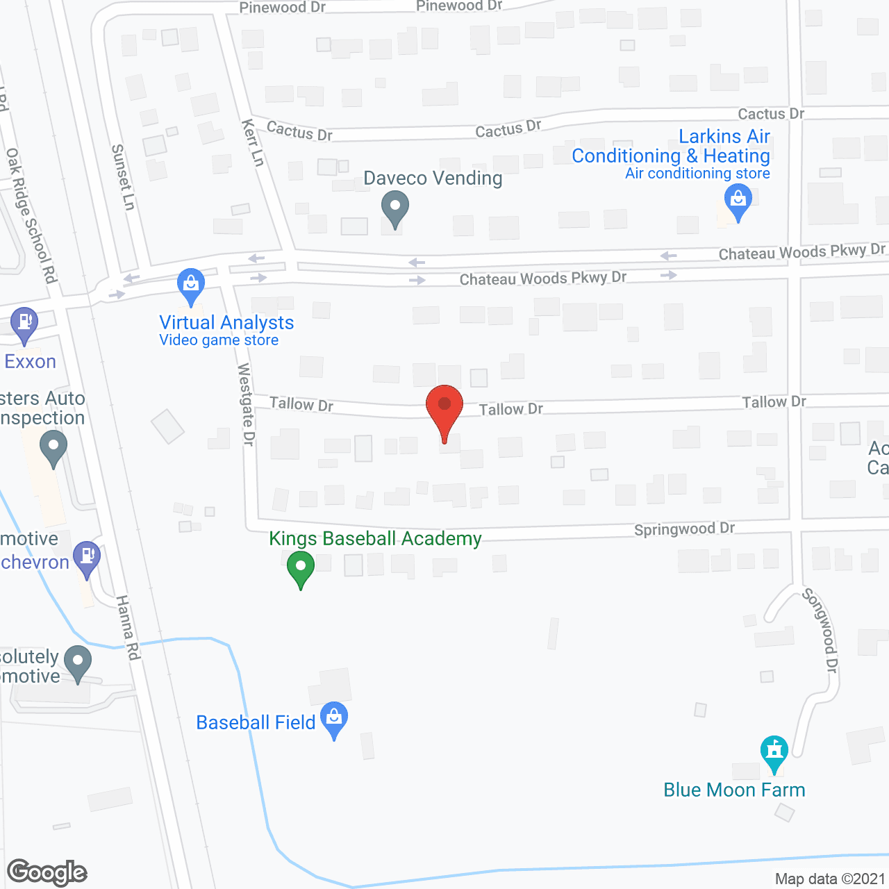 Map of the neighborhood around Chateau Woodlands