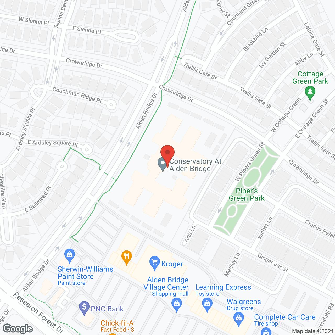 Map of the neighborhood around The Conservatory at Alden Bridge