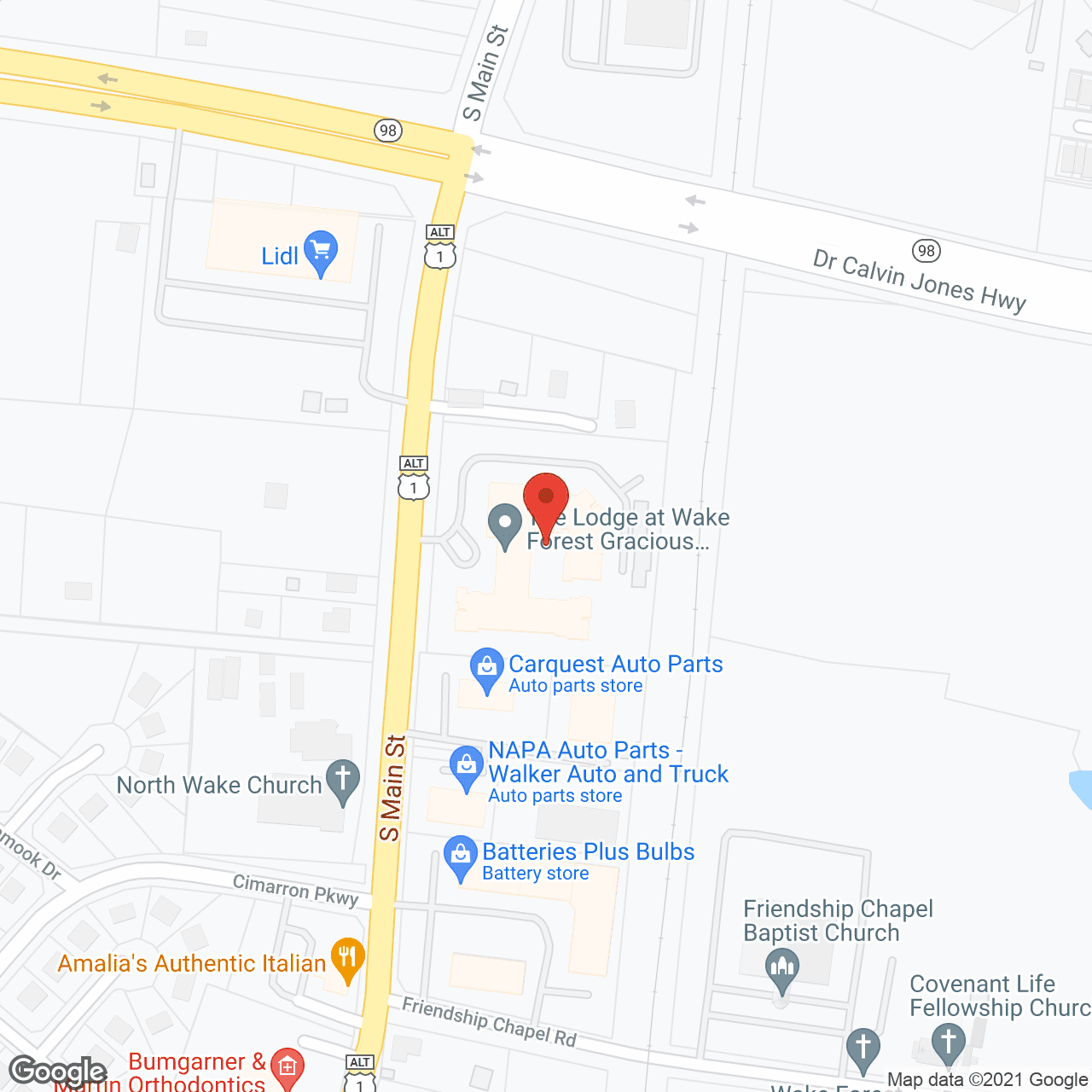 Map of the neighborhood around The Lodge at Wake Forest