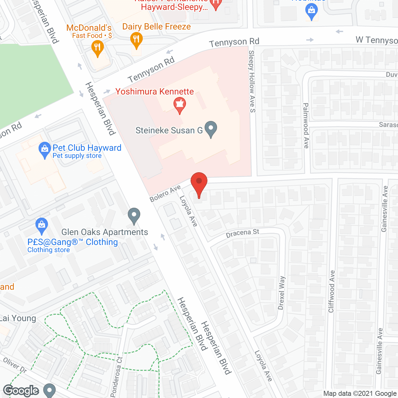 Map of the neighborhood around Rayzenn Homes
