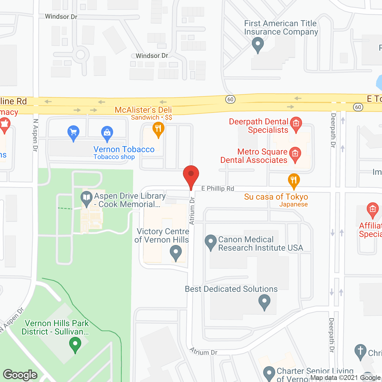 Map of the neighborhood around Aspen Woods of Vernon Hills