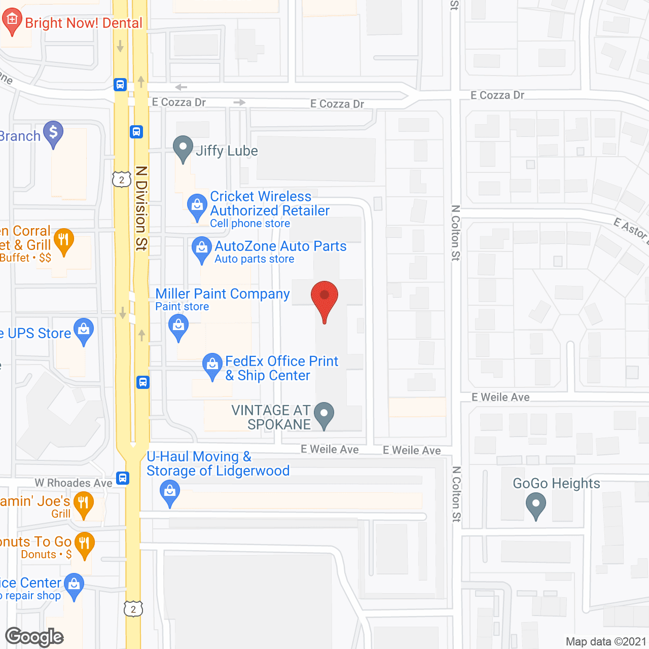 Map of the neighborhood around Vintage at Spokane