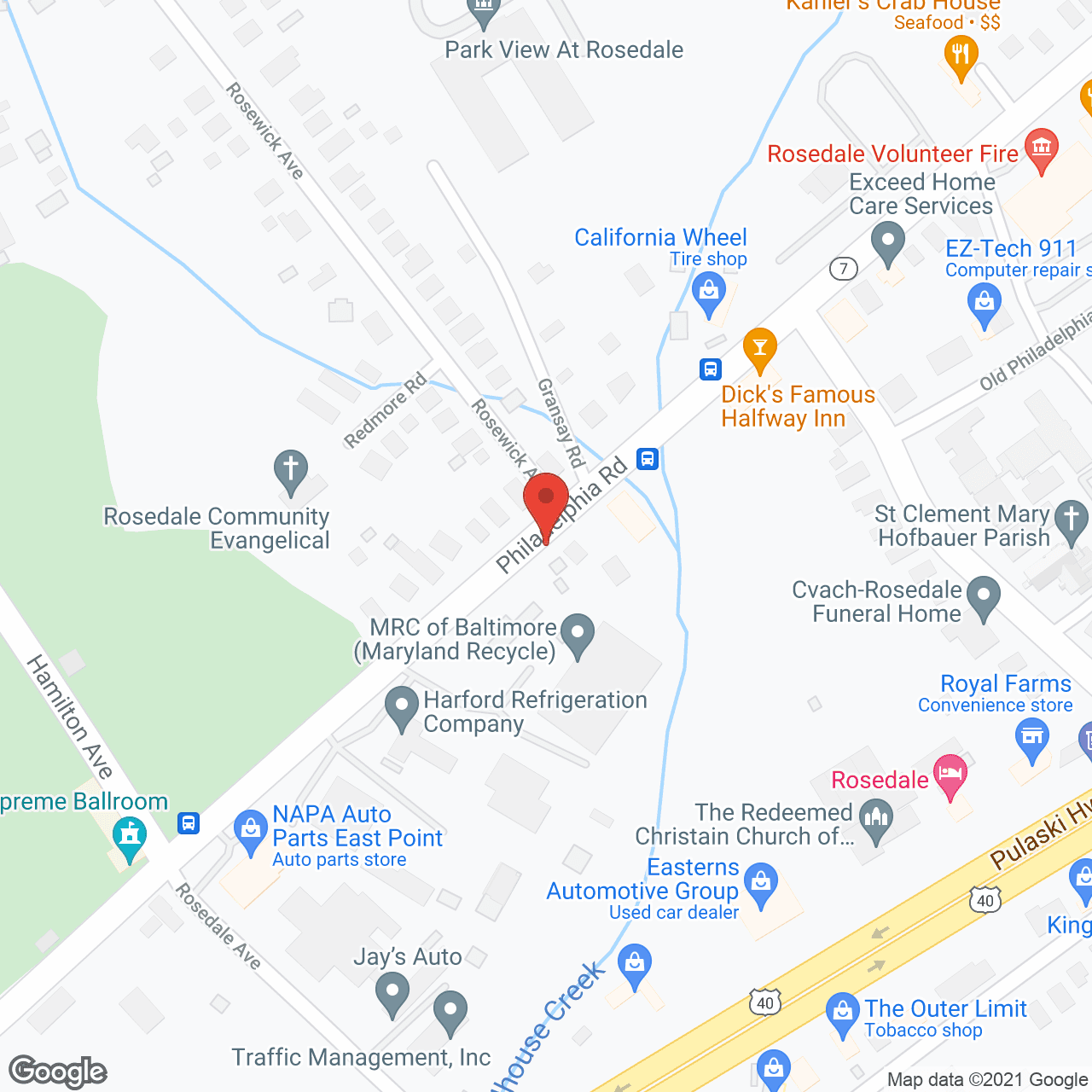 Map of the neighborhood around Park View at Rosedale