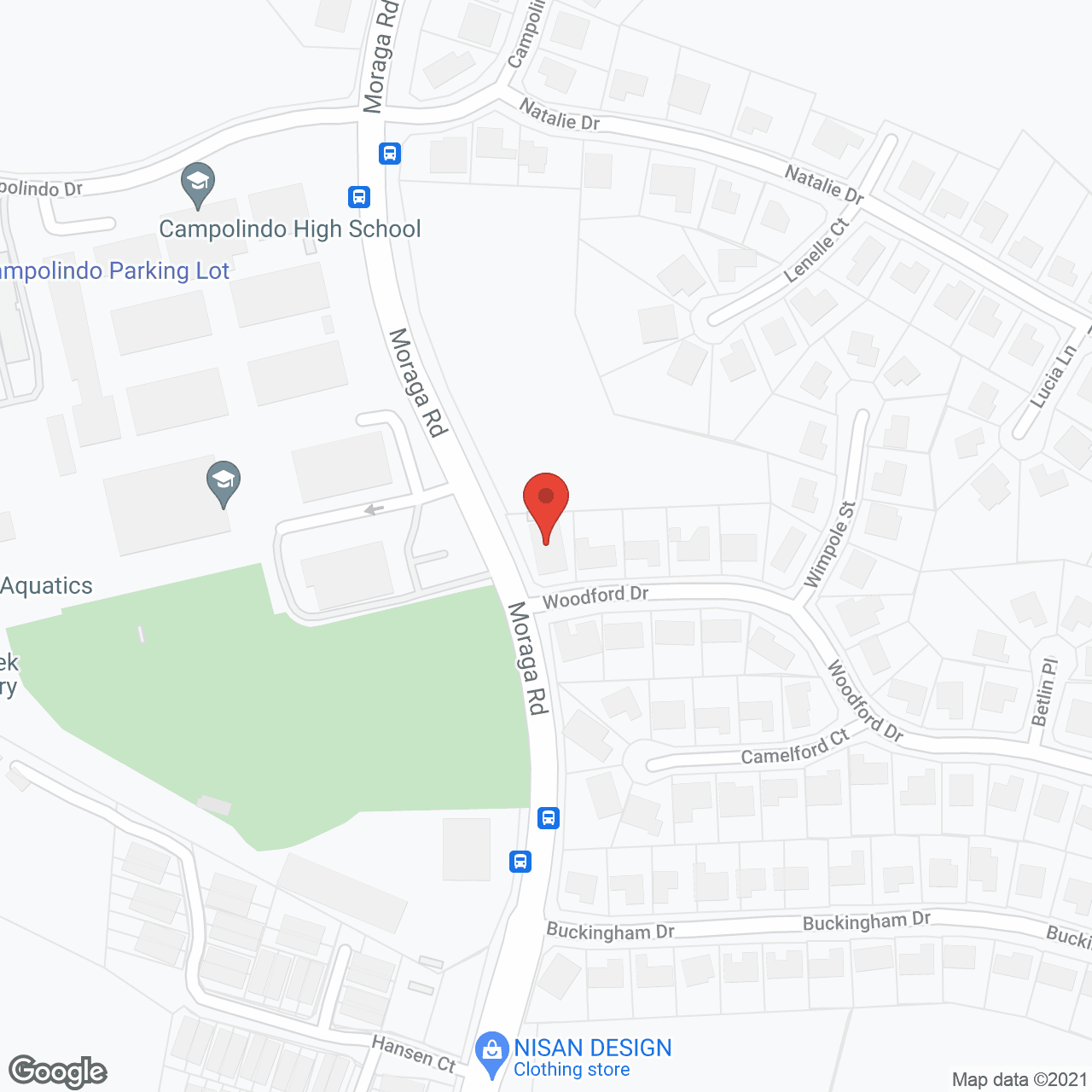 Map of the neighborhood around Moraga Retreat Care on Woodford