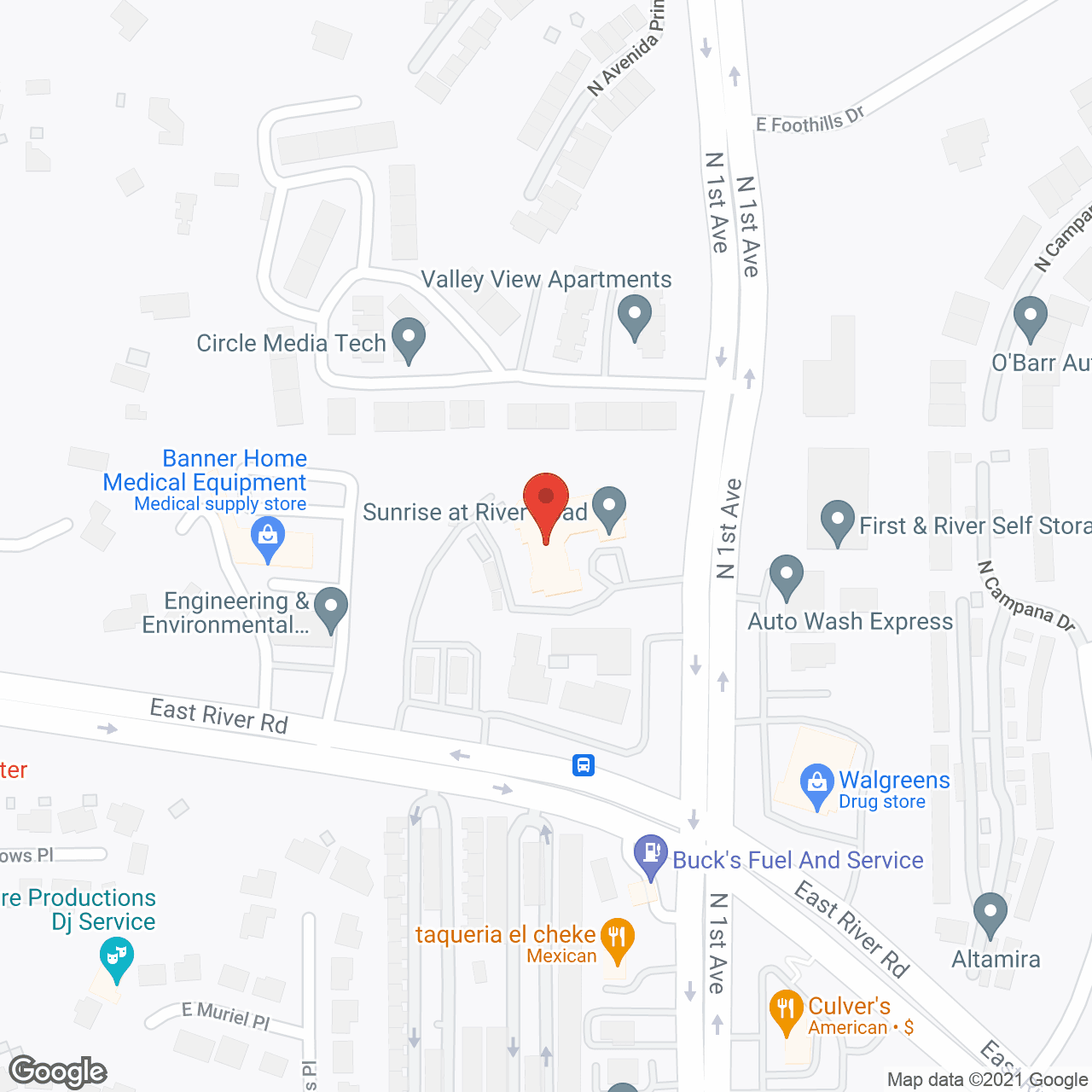 Map of the neighborhood around Sunrise at River Road