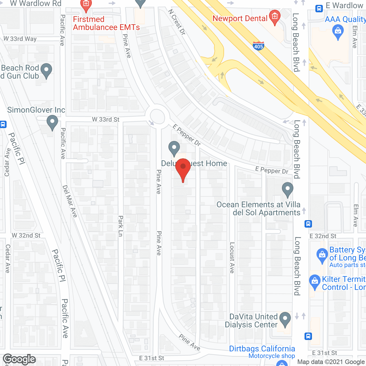 Map of the neighborhood around Sea Breeze Manor