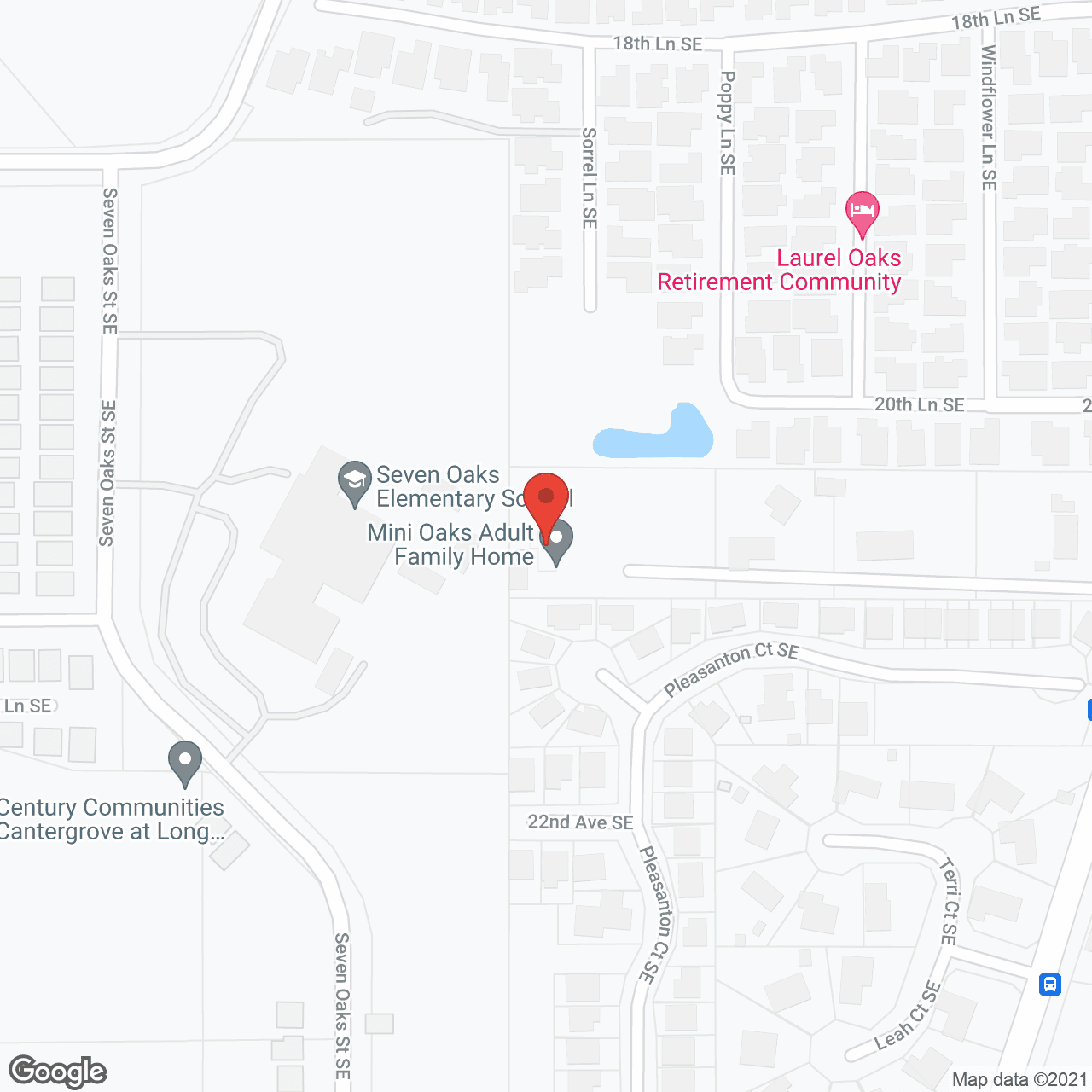 Map of the neighborhood around Mini-Oaks AFH LLC