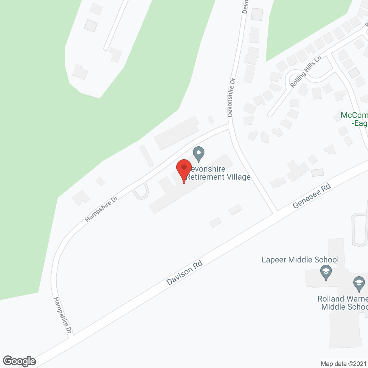 Map of the neighborhood around Devonshire Retirement Village