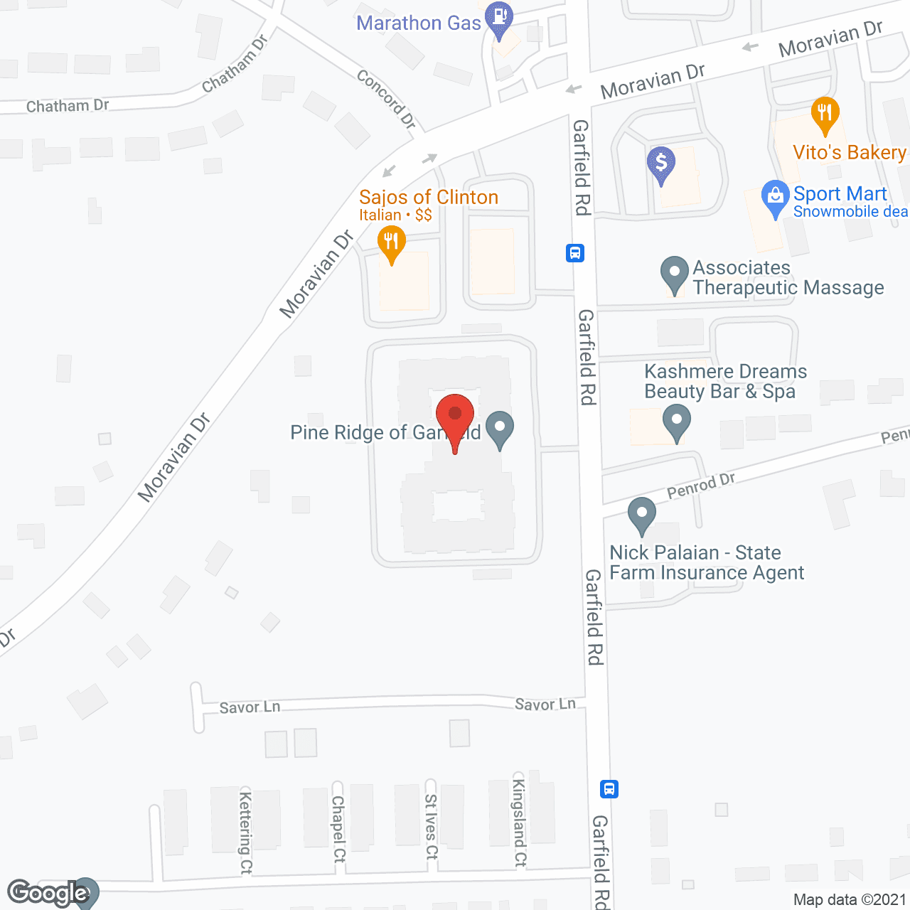 Map of the neighborhood around Pine Ridge of Garfield Senior Living