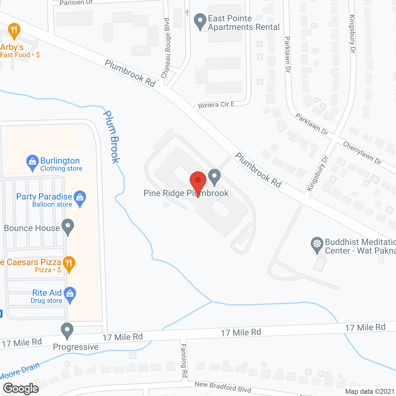 Map of the neighborhood around Pine Ridge of Plumbrook Senior Living
