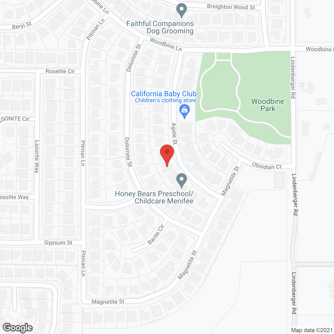 Map of the neighborhood around Agate Manor