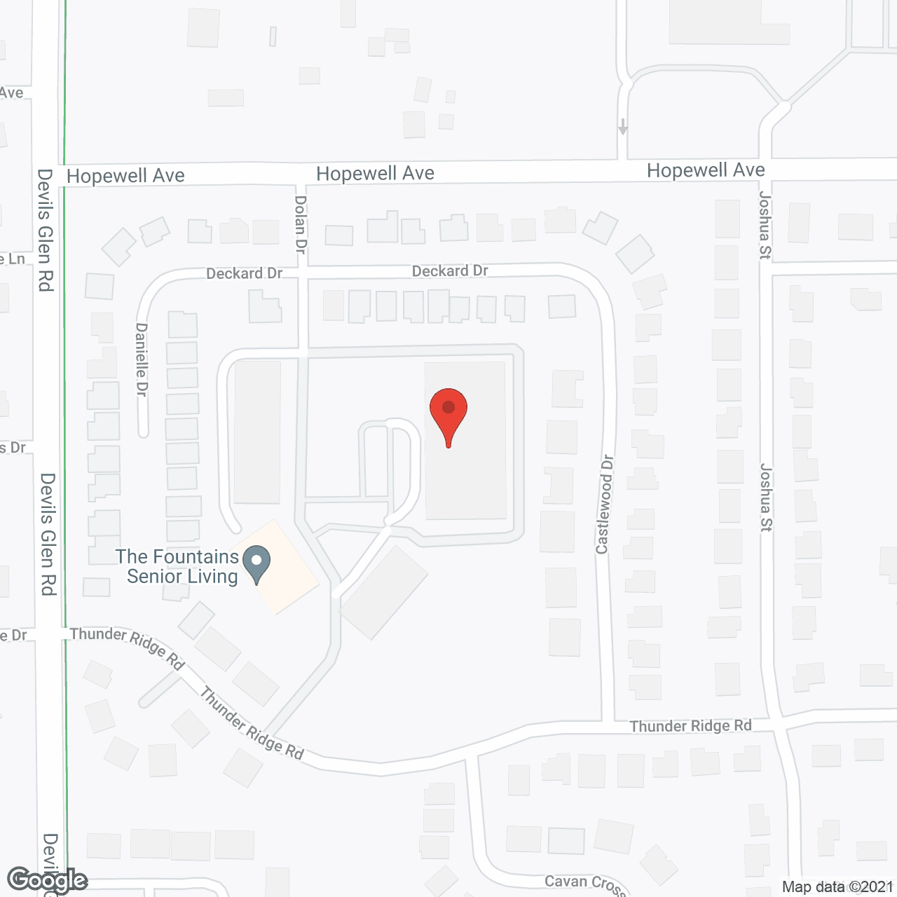 Map of the neighborhood around The Fountains