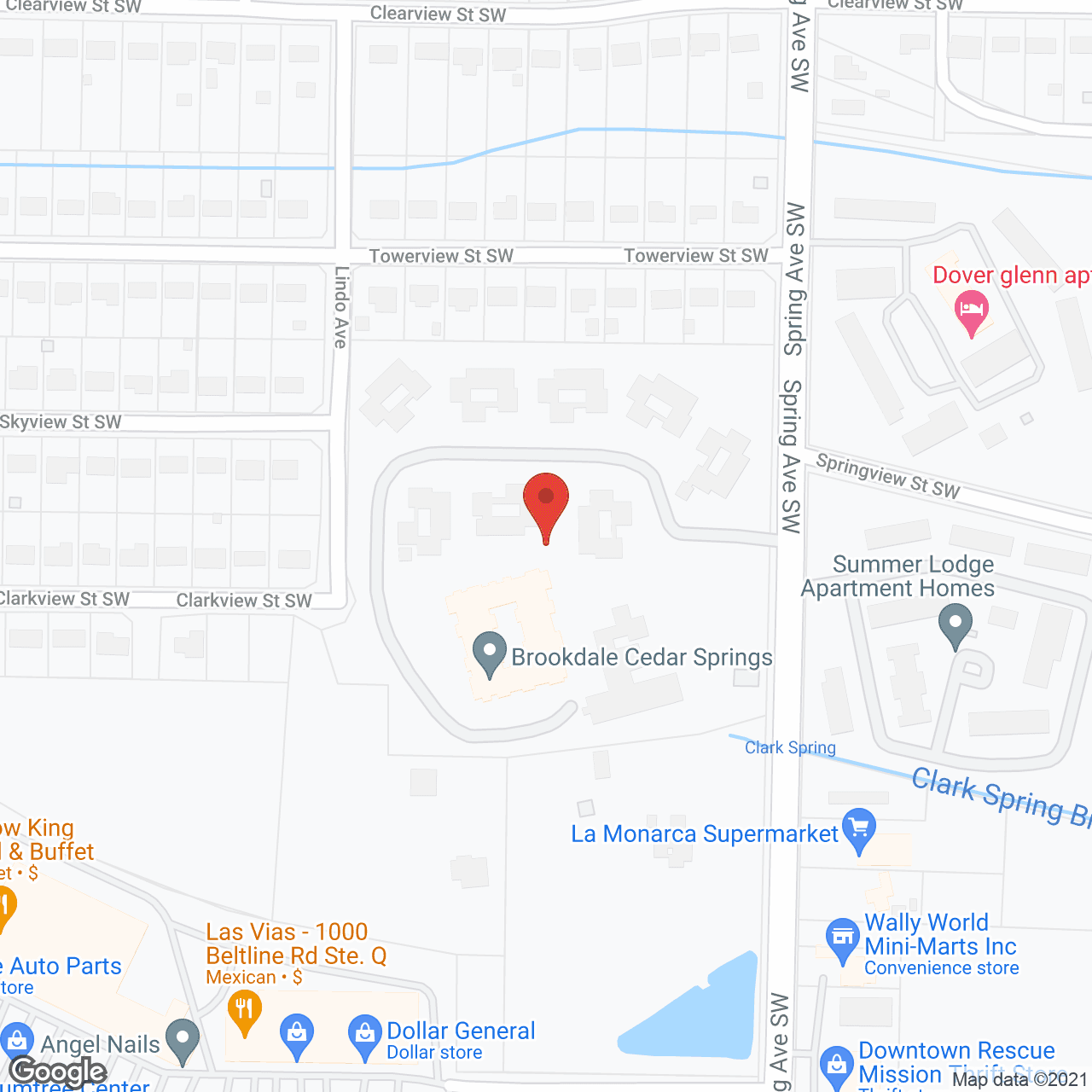 Map of the neighborhood around Brookdale Cedar Springs