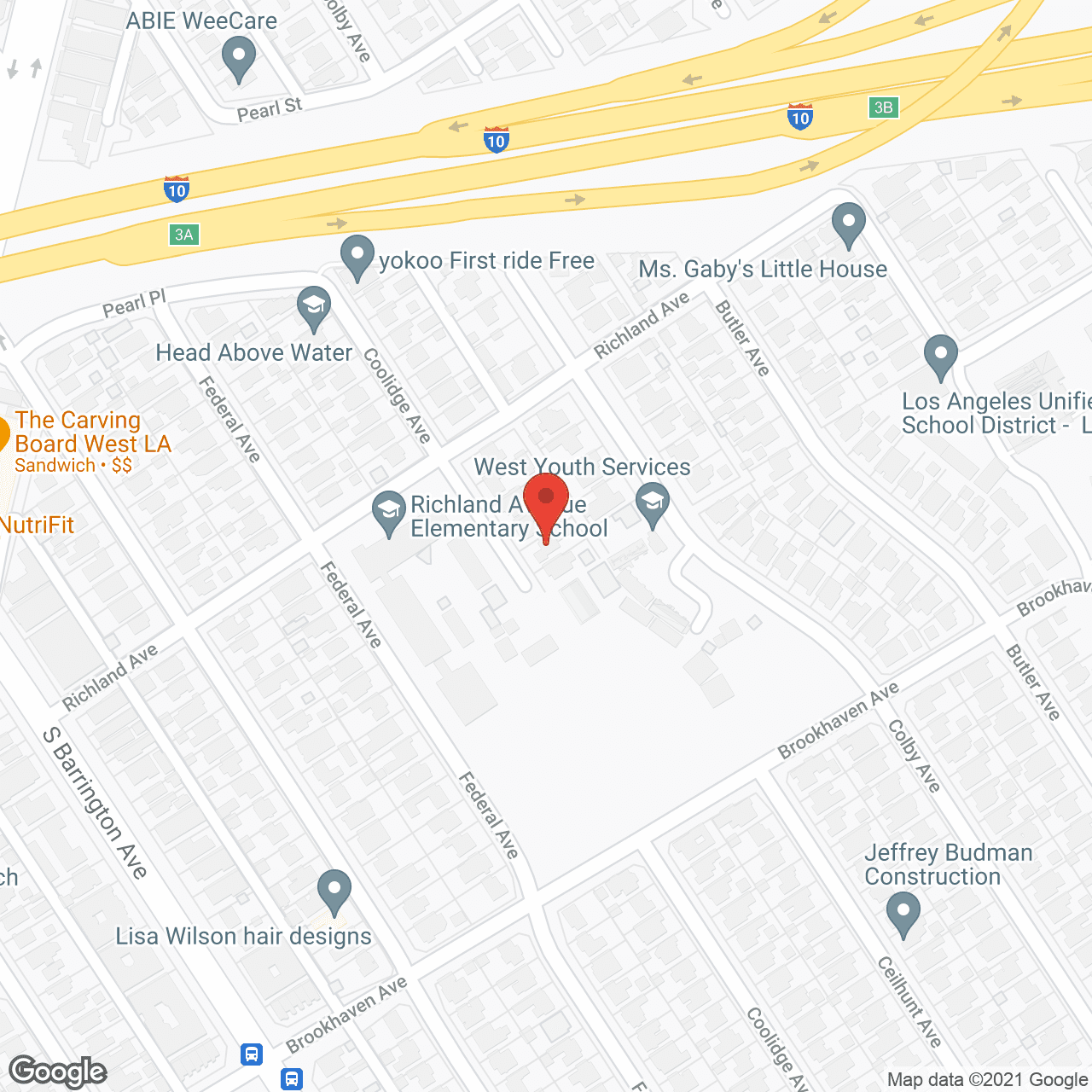 Map of the neighborhood around West LA Garden