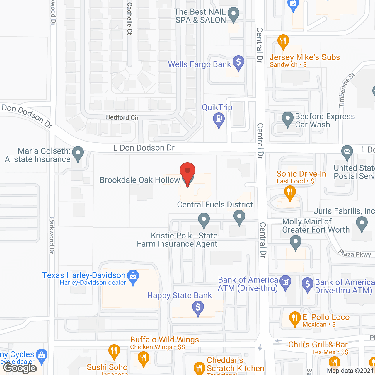 Map of the neighborhood around Oak Hollow Alzheimer’s Special Care Center