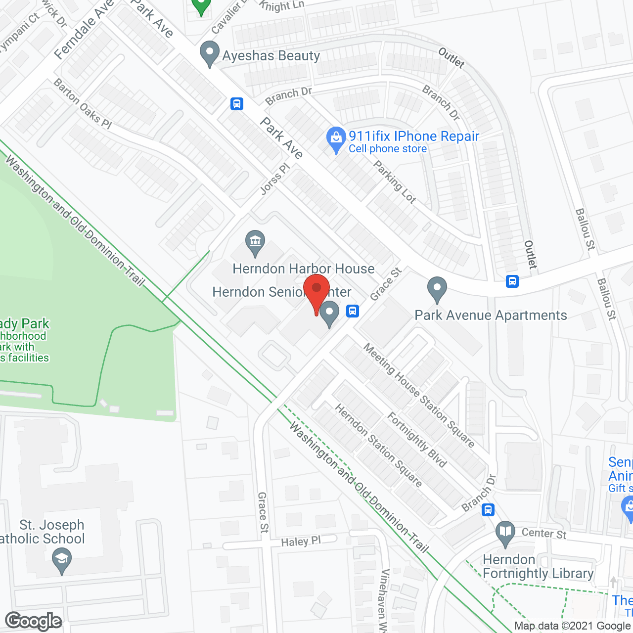 Map of the neighborhood around Herndon Harbor House