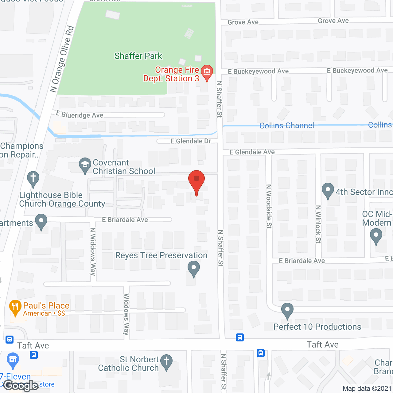 Map of the neighborhood around The Orange Manor