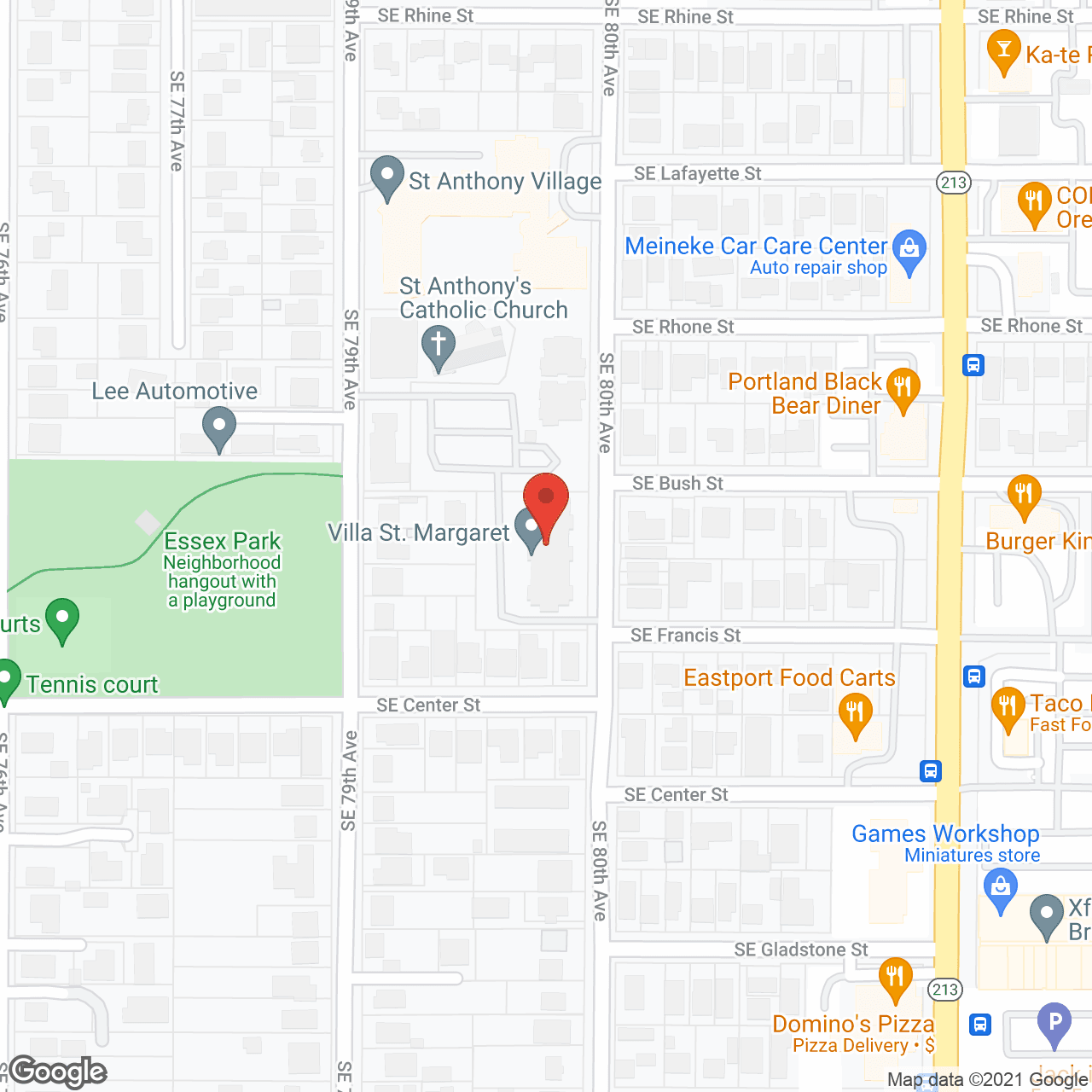 Map of the neighborhood around Villa St. Margaret
