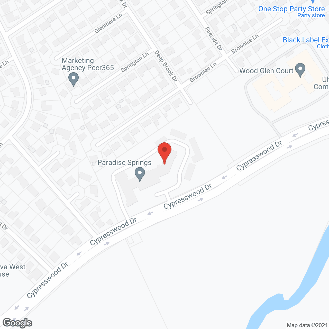 Map of the neighborhood around Paradise Springs