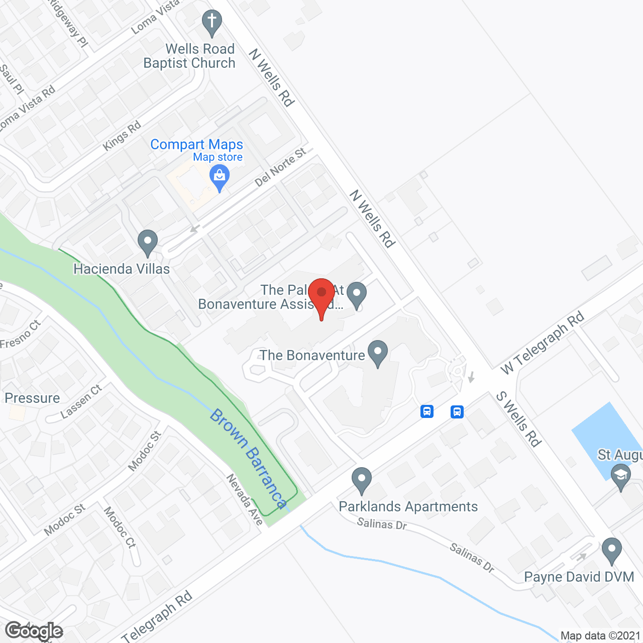 Map of the neighborhood around Palms at Bonaventure