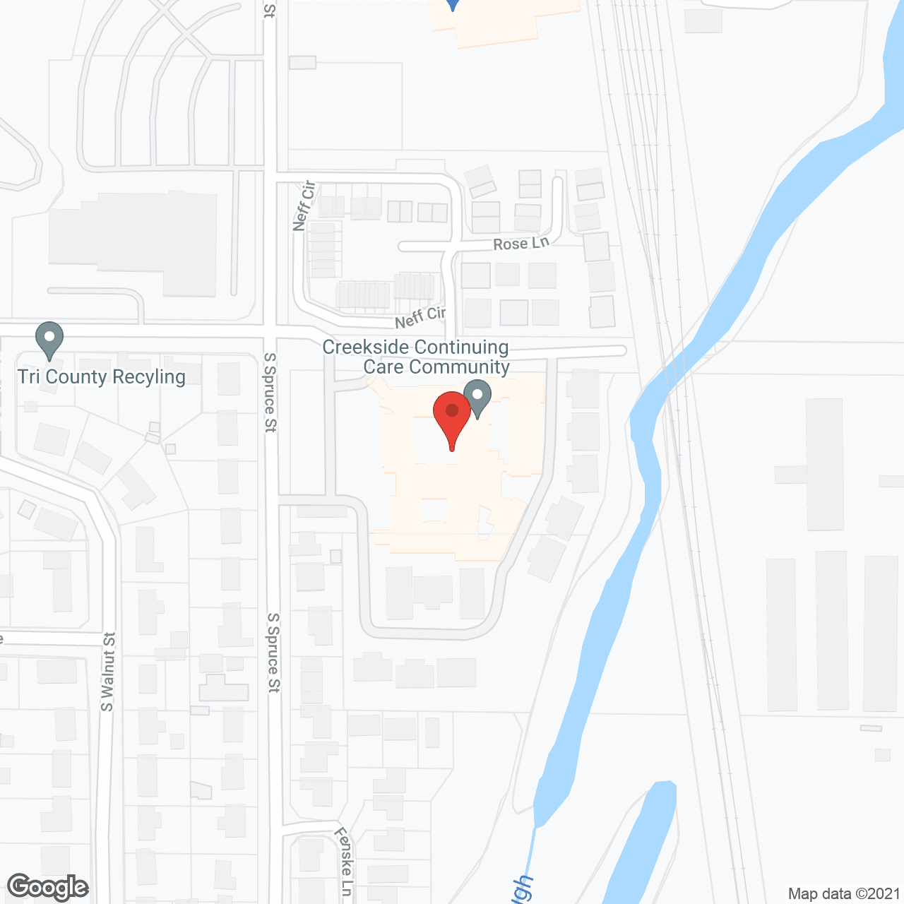 Map of the neighborhood around Creekside Continuing Care Community
