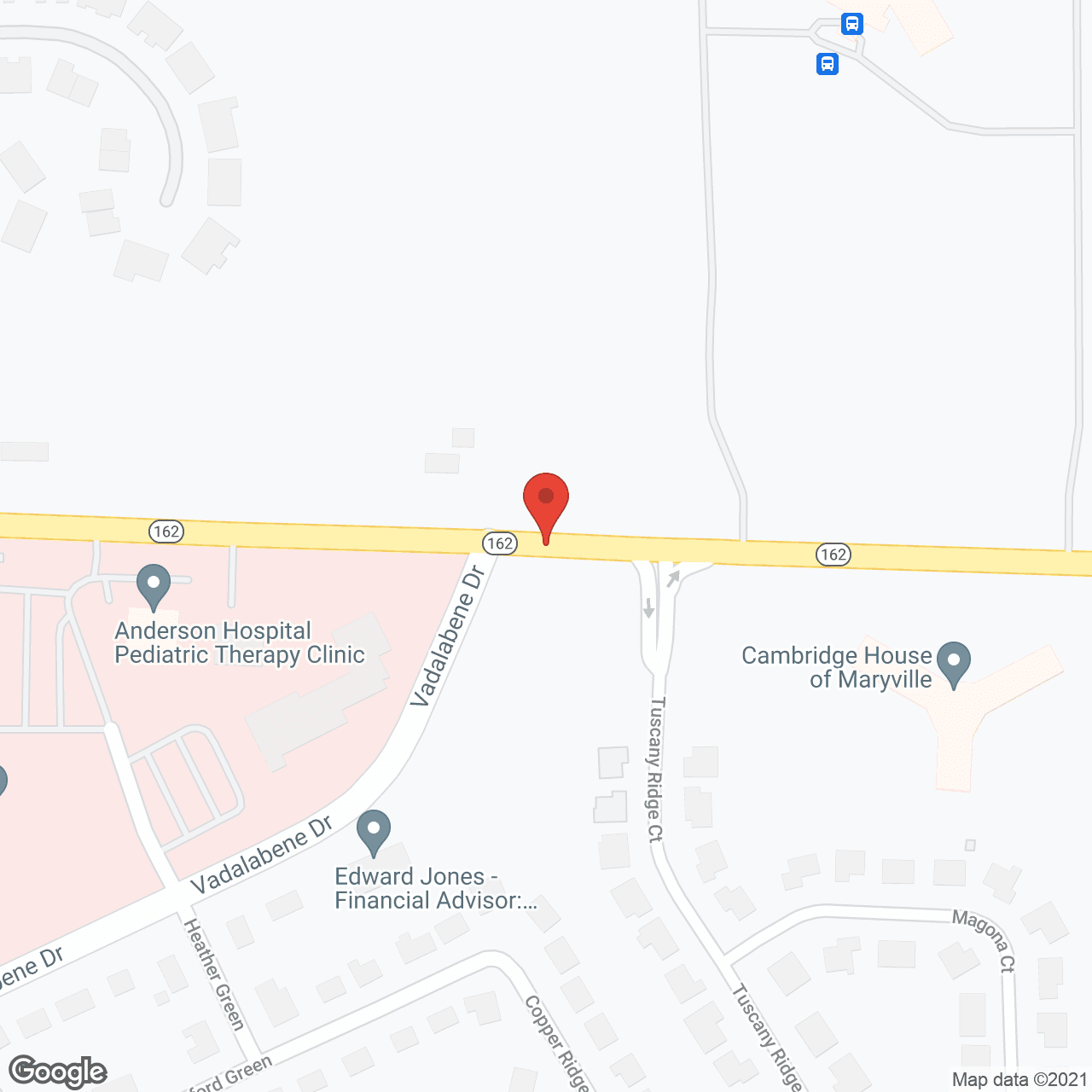 Map of the neighborhood around Cambridge House of Maryville