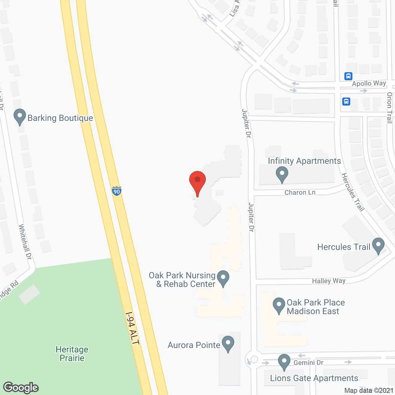 Map of the neighborhood around Oak Park Place Madison