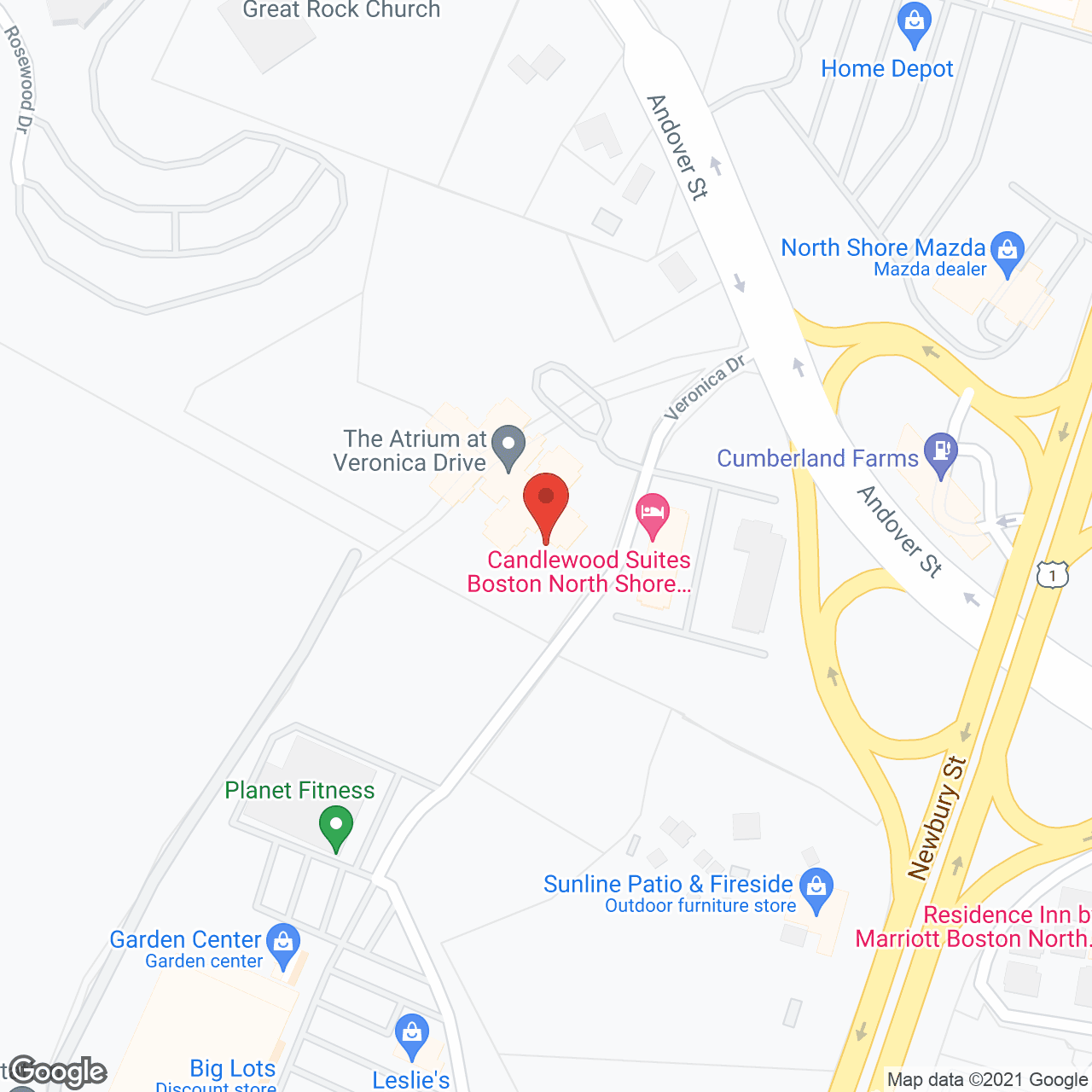 Map of the neighborhood around The Atrium at Veronica Drive
