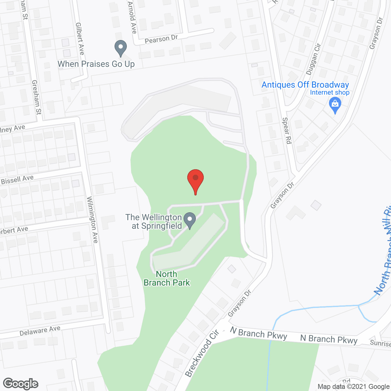 Map of the neighborhood around The Wellington at Springfield