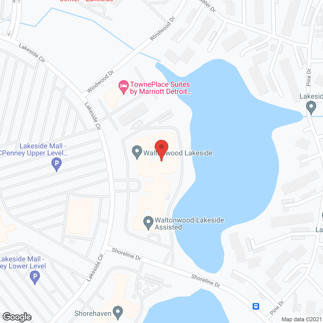 Map of the neighborhood around Waltonwood Lakeside