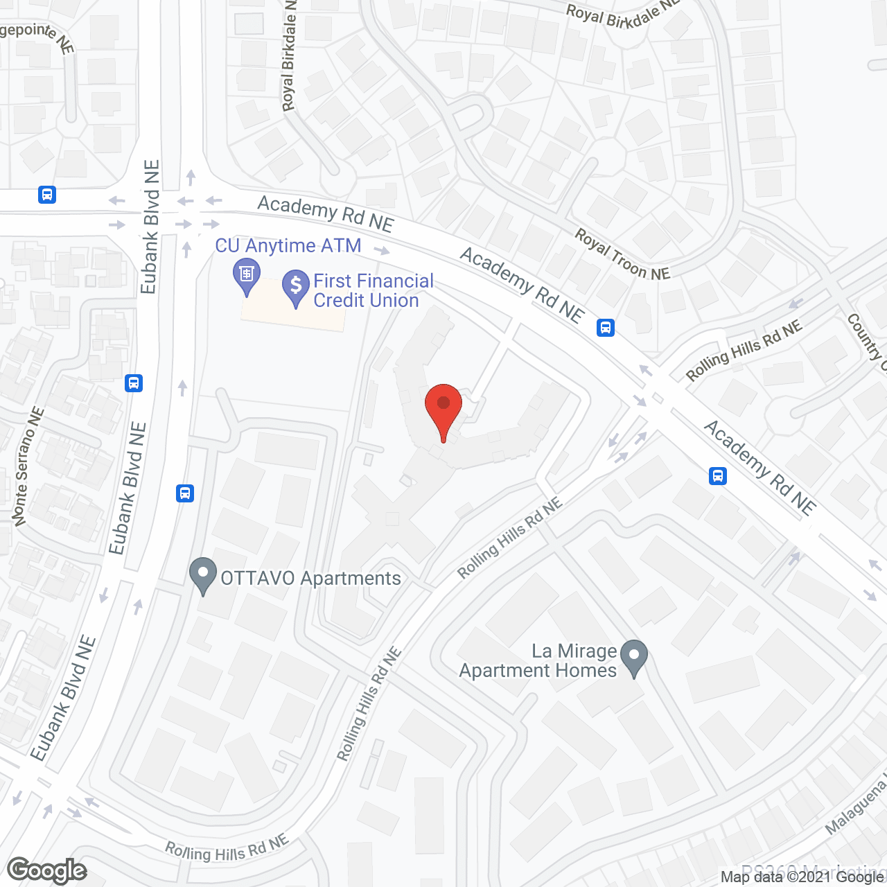 Map of the neighborhood around The Montebello on Academy