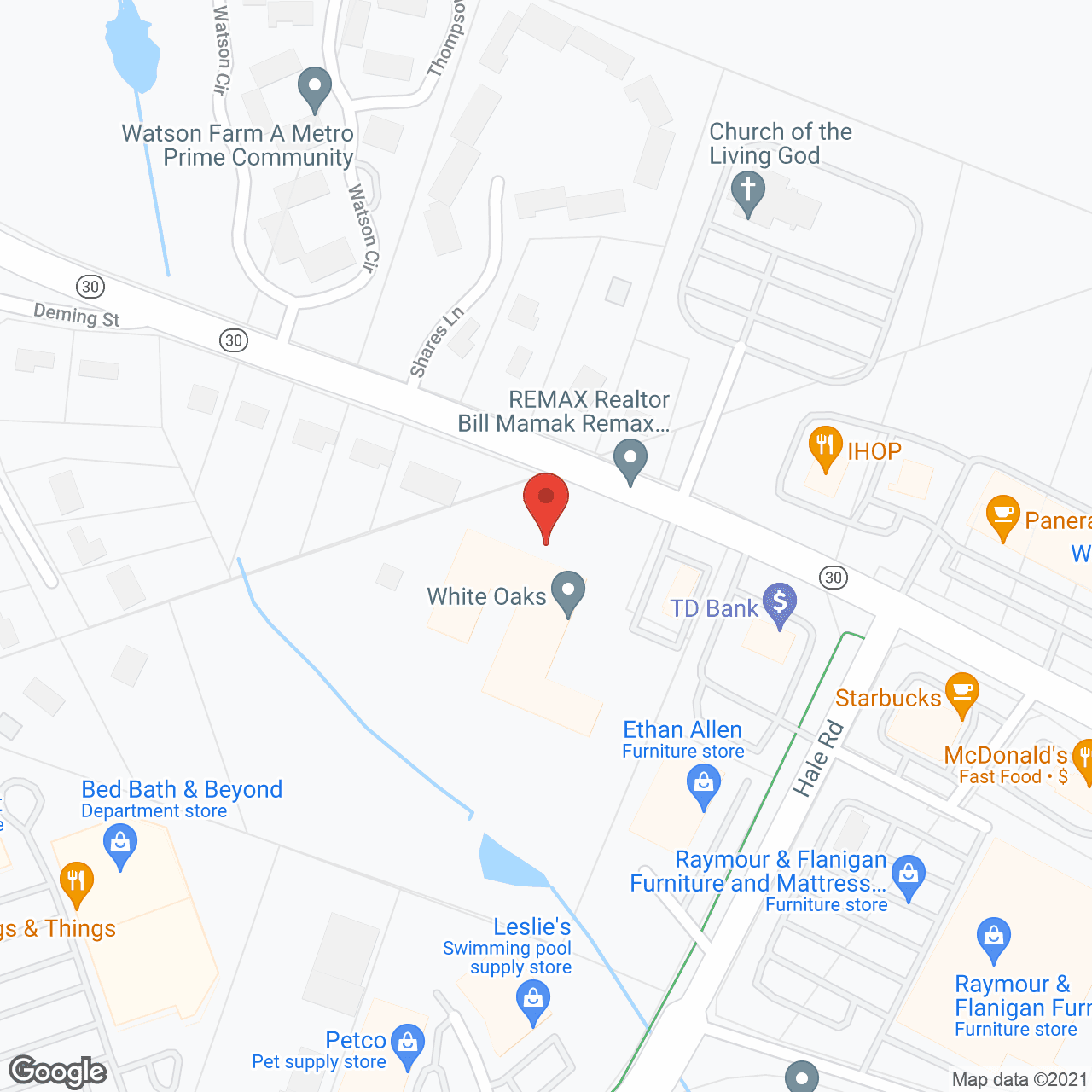 Map of the neighborhood around Holiday White Oaks
