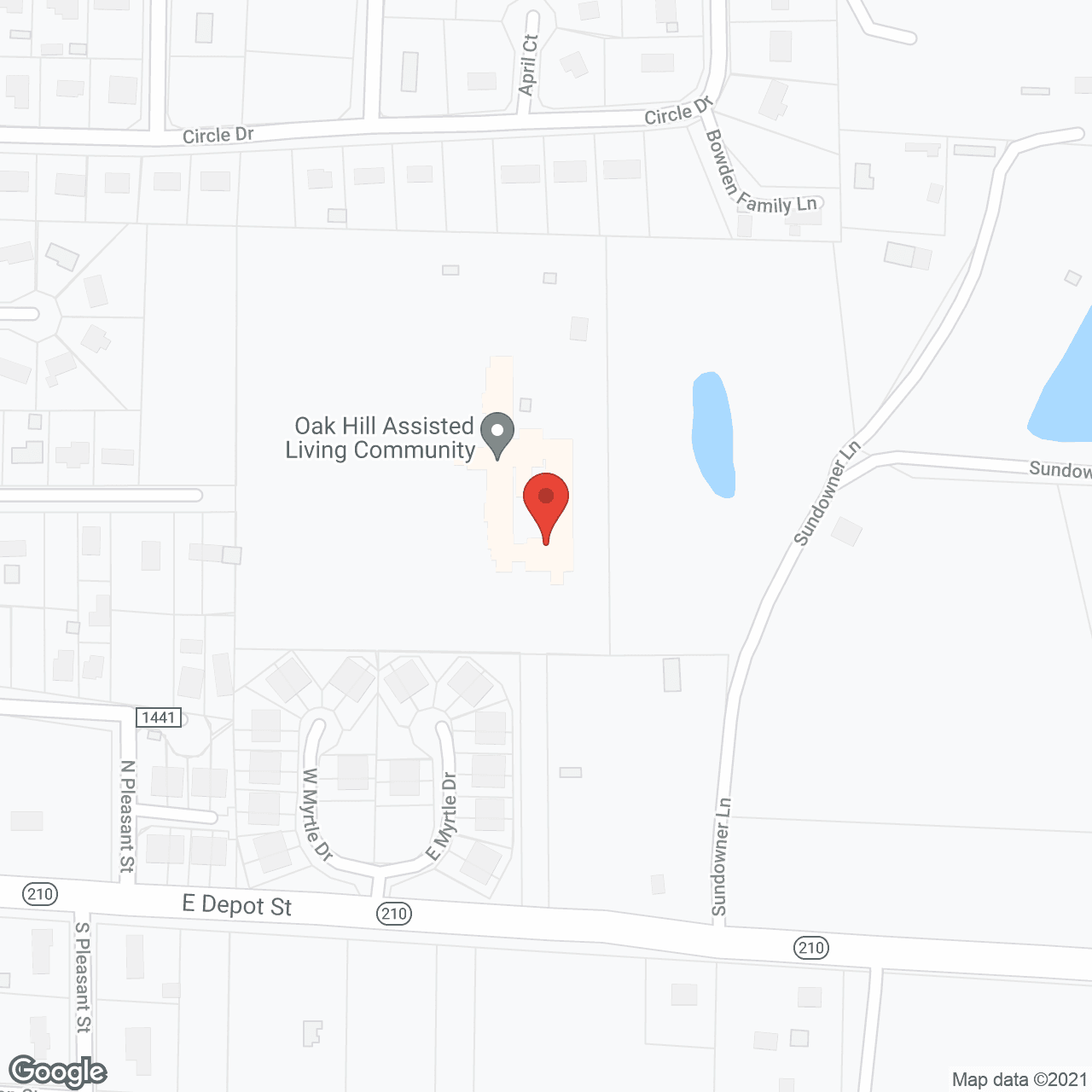 Map of the neighborhood around Oak Hill Assisted Living