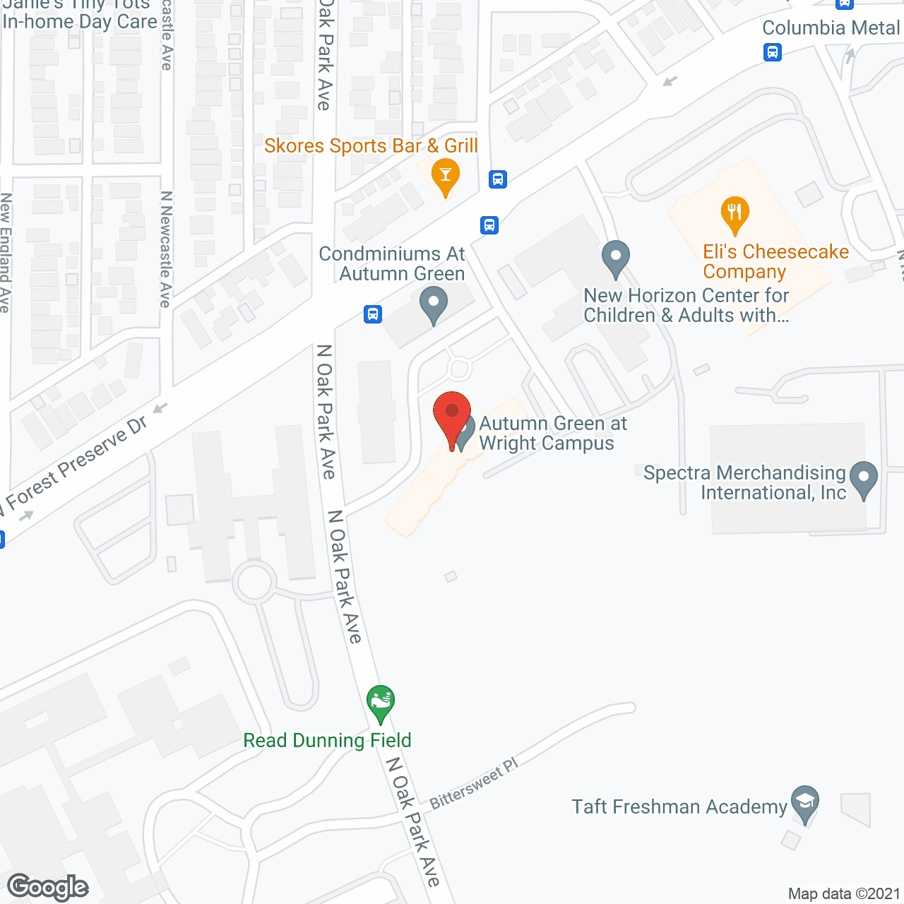 Map of the neighborhood around Autumn Green at Wright Campus