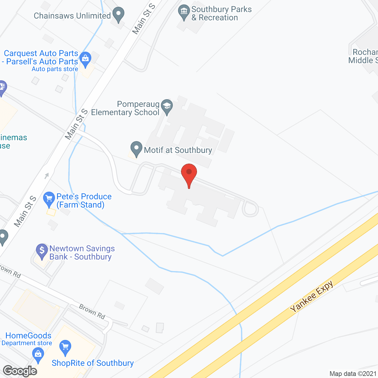 Map of the neighborhood around Monarch Southbury