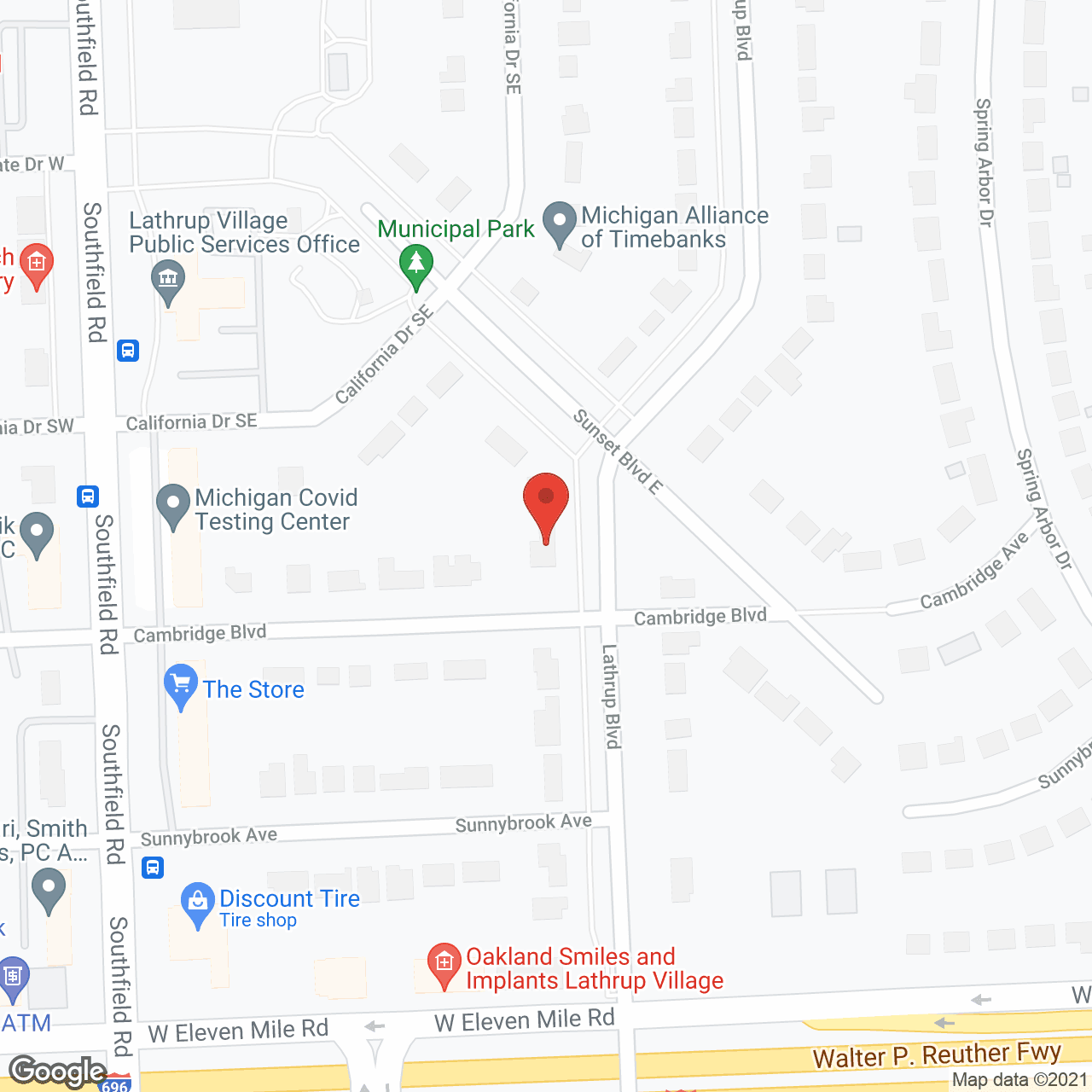 Map of the neighborhood around Lathrup Manor