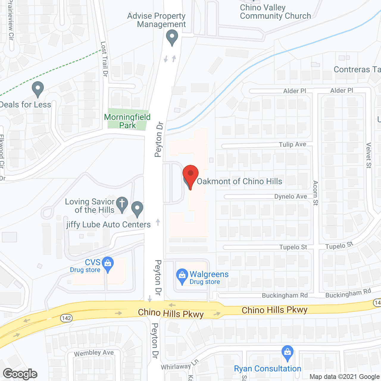 Map of the neighborhood around Oakmont of Chino Hills