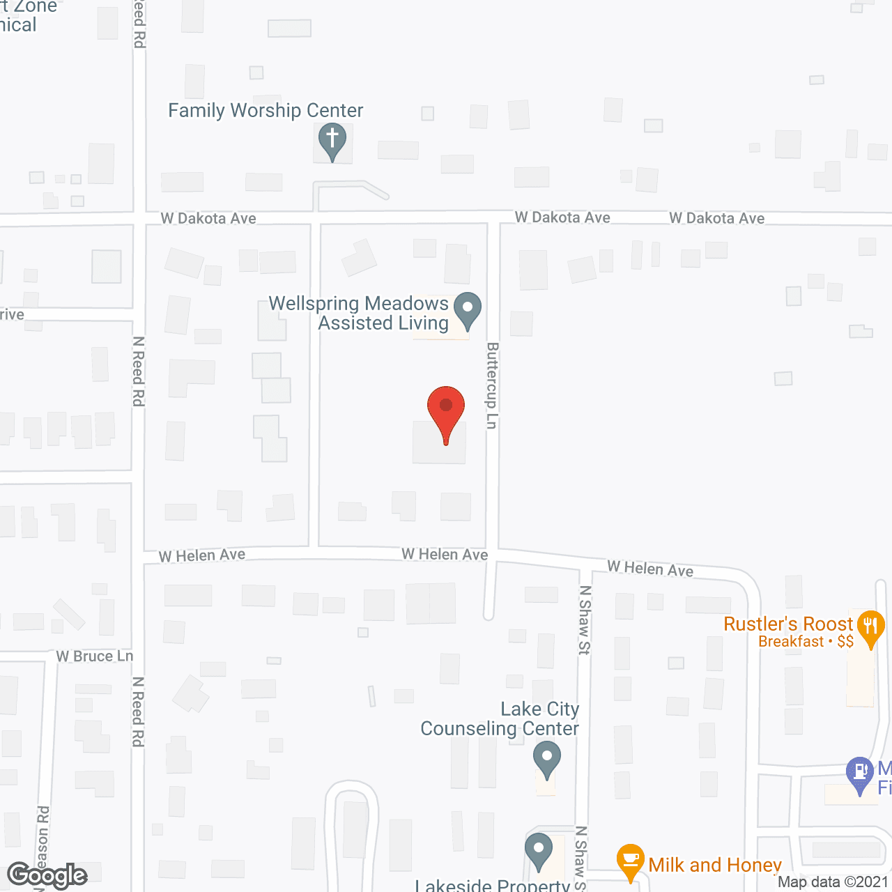 Map of the neighborhood around Wellspring Meadows Assisted Living