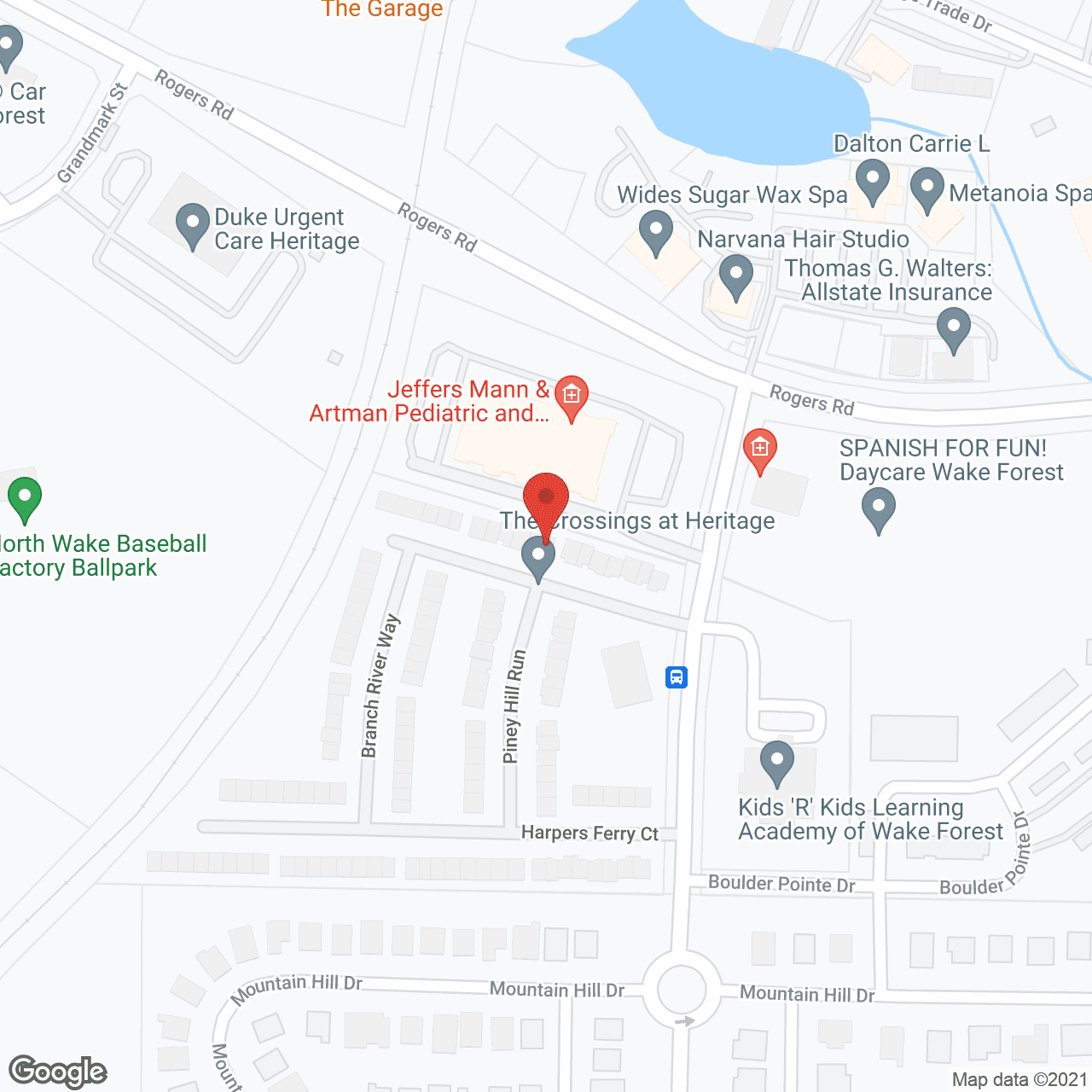 Map of the neighborhood around Crossings at Heritage