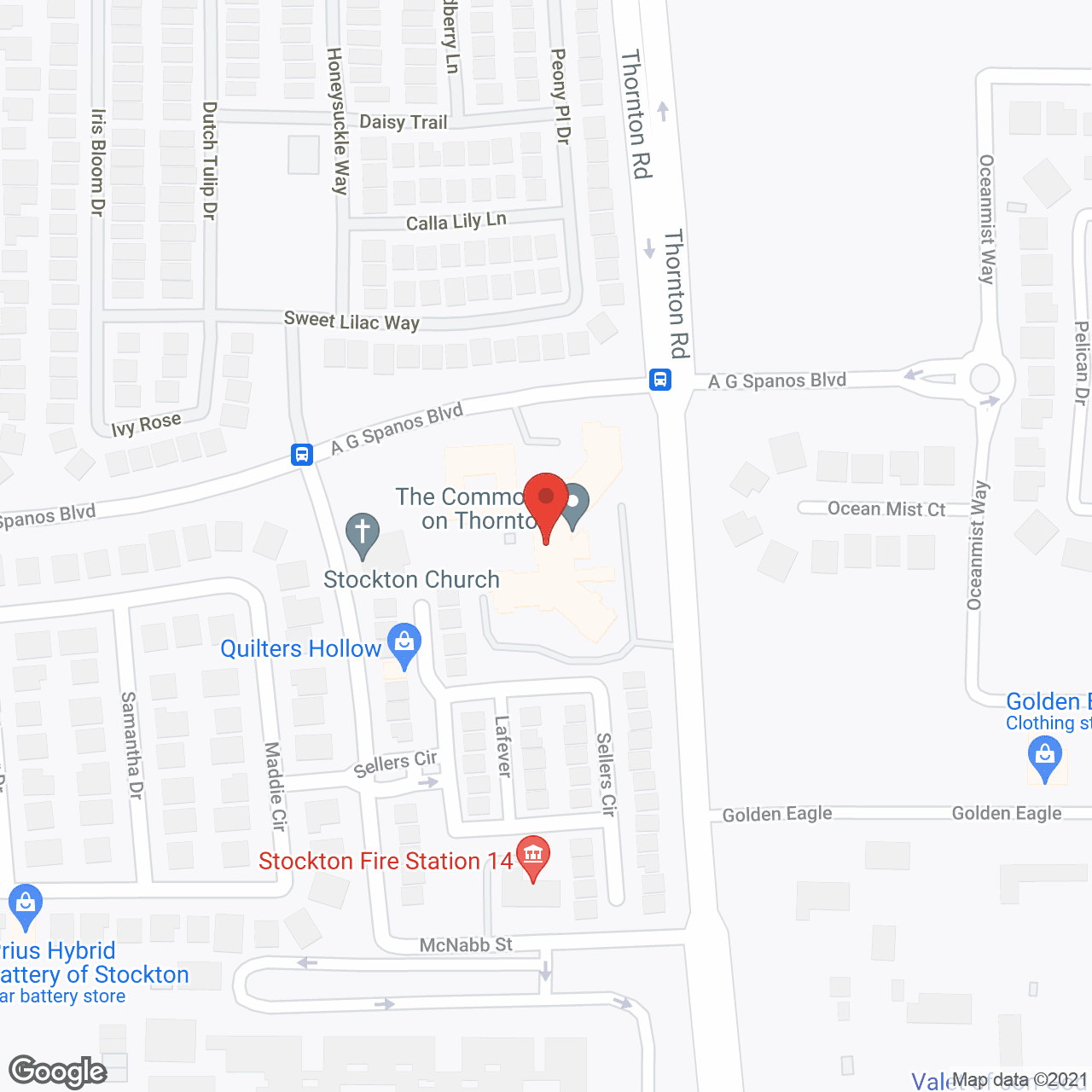 Map of the neighborhood around The Commons on Thornton