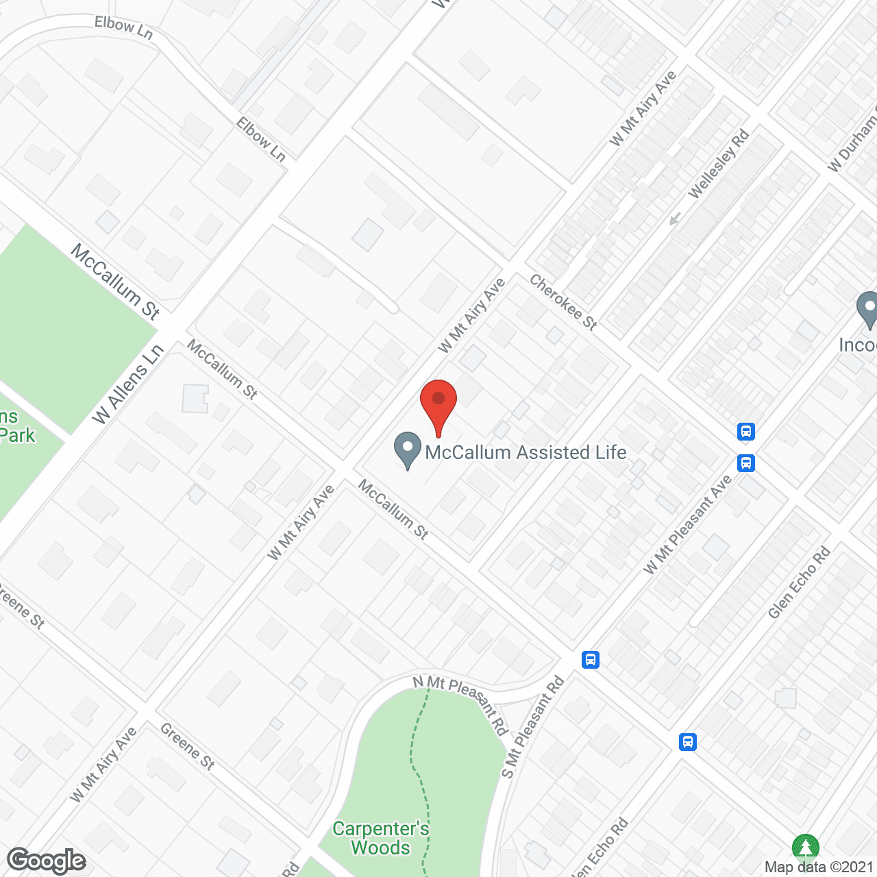 Map of the neighborhood around McCallum Assisted Life