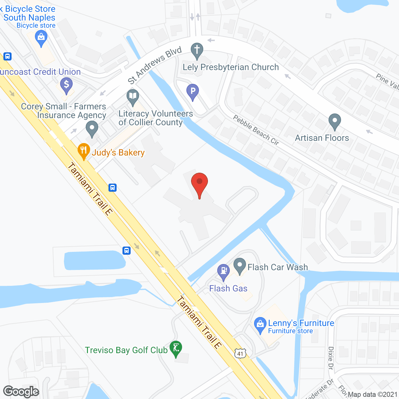 Map of the neighborhood around Willough At Naples