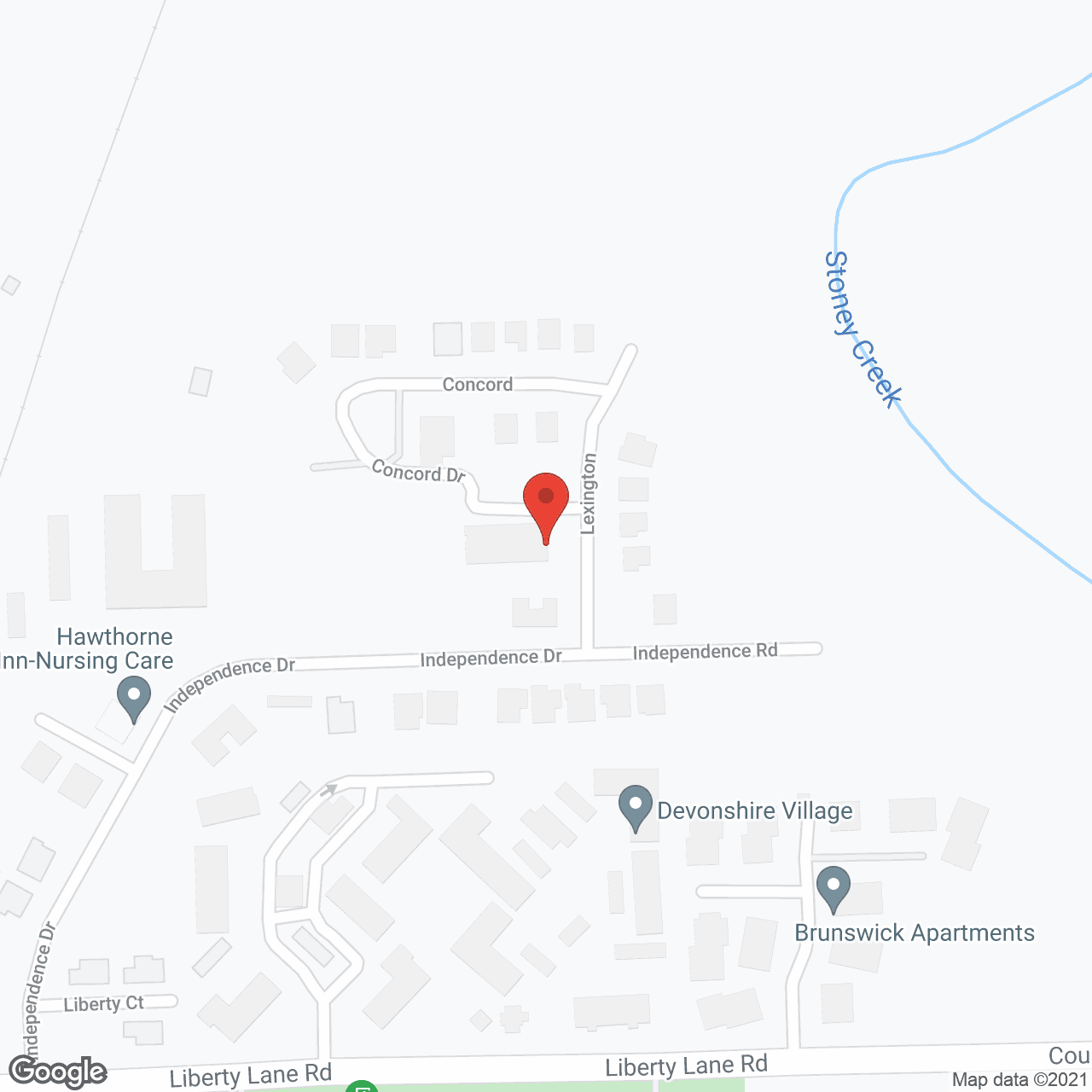 Map of the neighborhood around Hawthorne Inn of Danville