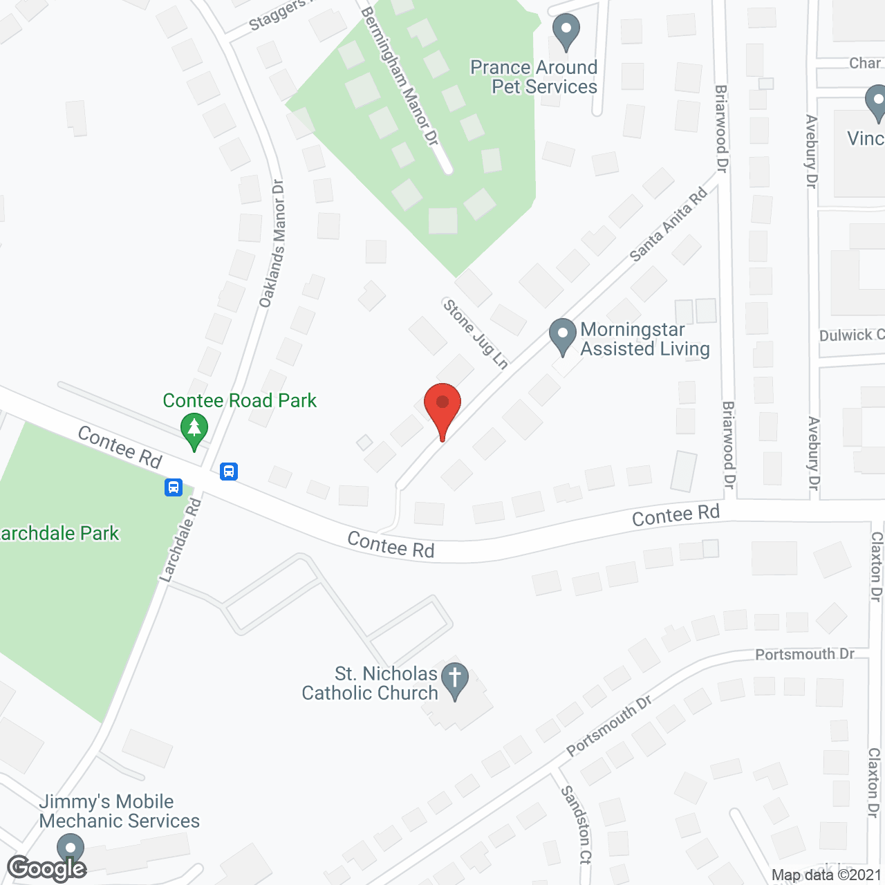 Map of the neighborhood around Morningstar