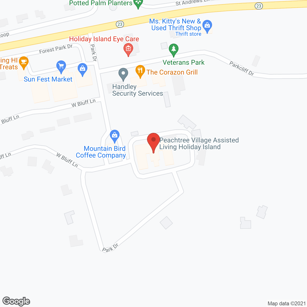 Map of the neighborhood around Peachtree Village at Holiday Island