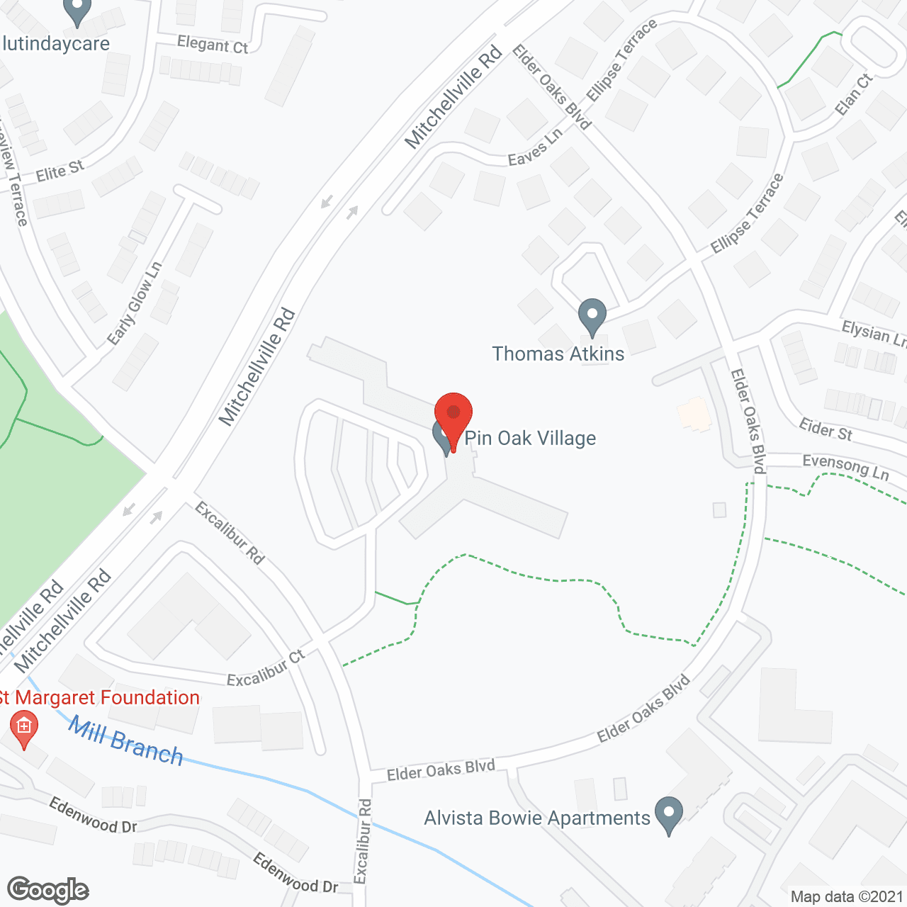 Map of the neighborhood around Pin Oak Village